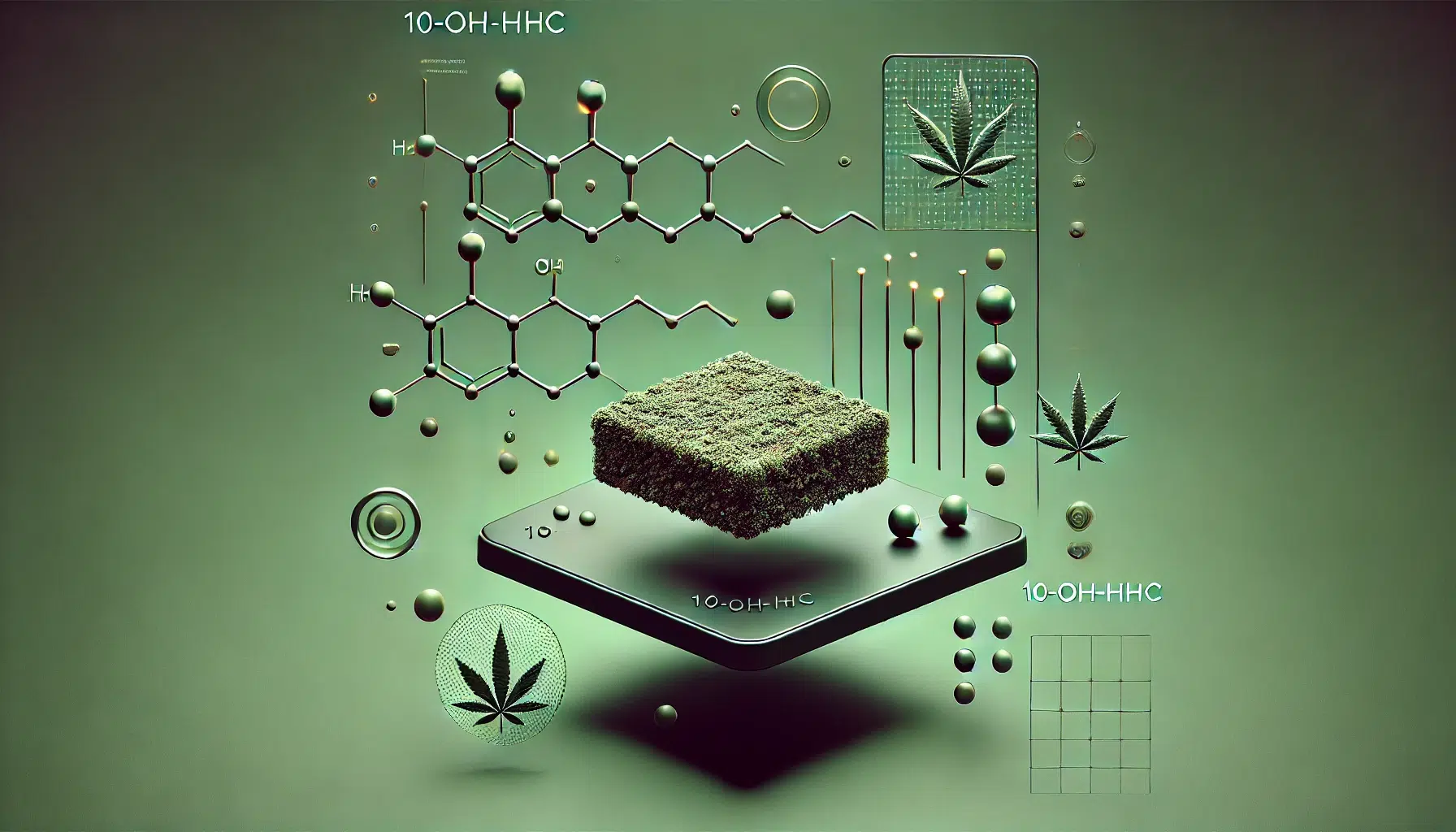 DALL&middot;E 2024-12-08 13.11.34 - A minimalist and modern artistic depiction of 10-OH-HHC hash. The focus is on a small, textured piece of hash displayed in a sleek, floating arrangeme